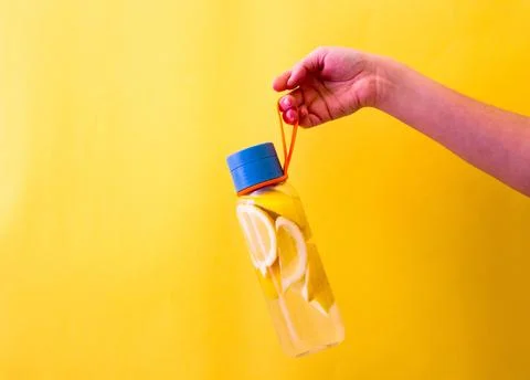 Flat lay style concept of healthy lifestyle, sport and fitness at home.  Hand Stock Photos