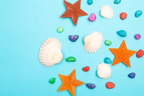 Flat lay summer background or composition Stock Photos