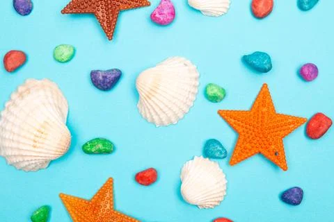 Flat lay summer background or composition Stock Photos
