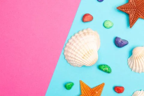 Flat lay summer background or composition Stock Photos
