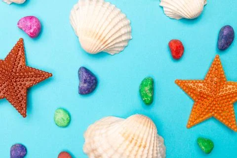 Flat lay summer background or composition Stock Photos