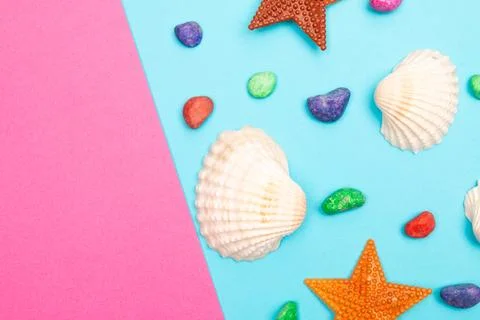 Flat lay summer background or composition Stock Photos