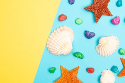 Flat lay summer background or composition Stock Photos