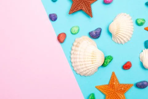Flat lay summer background or composition Stock Photos