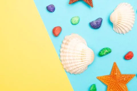 Flat lay summer background or composition Stock Photos