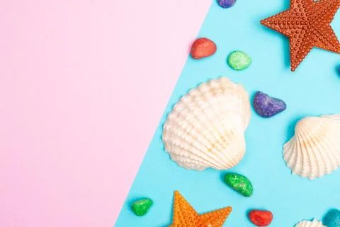 Flat lay summer background or composition Stock Photos