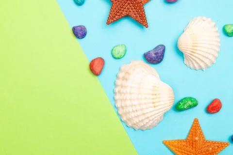 Flat lay summer background or composition Stock Photos