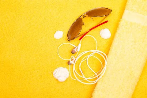 Flat lay summer background or composition Foto stock