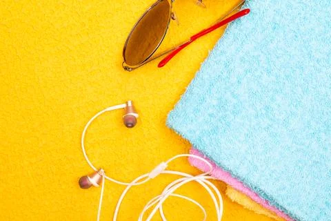 Flat lay summer background or composition Stock Photos