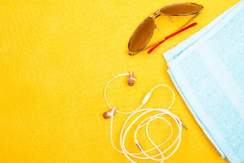 Flat lay summer background or composition Foto stock