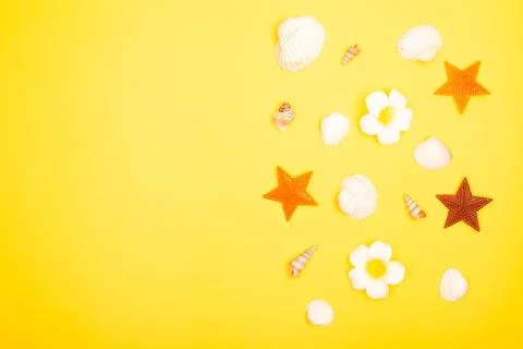 Flat lay summer background or composition Stock Photos