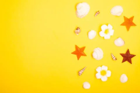Flat lay summer background or composition Stock Photos