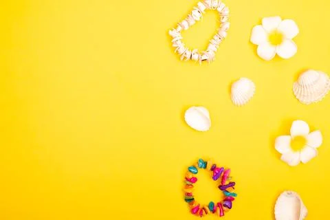 Flat lay summer background or composition Stock Photos