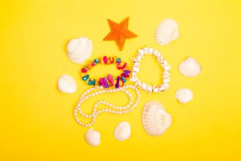 Flat lay summer background or composition Stock Photos