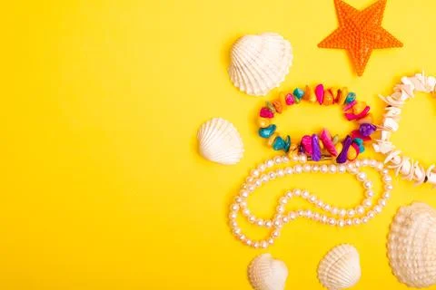 Flat lay summer background or composition Stock Photos