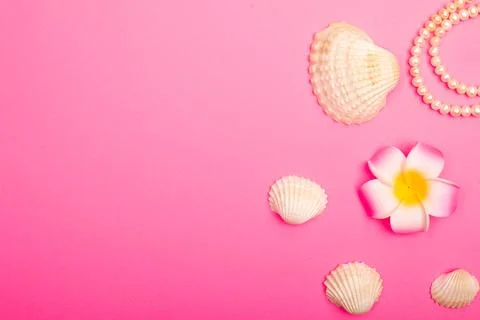 Flat lay summer background or composition Foto stock