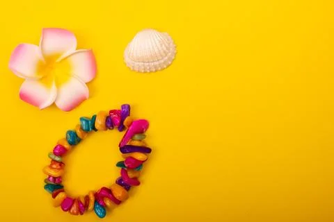 Flat lay summer background or composition Stock Photos