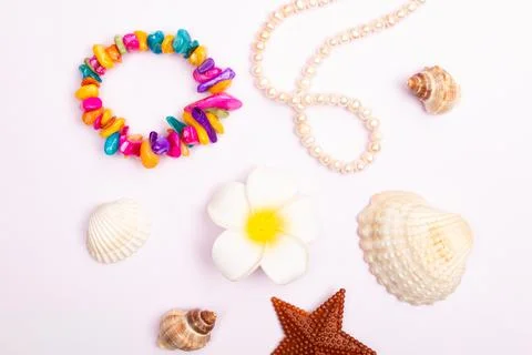 Flat lay summer background or composition Stock Photos