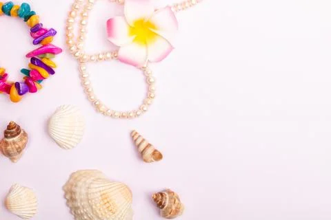 Flat lay summer background or composition Stock Photos