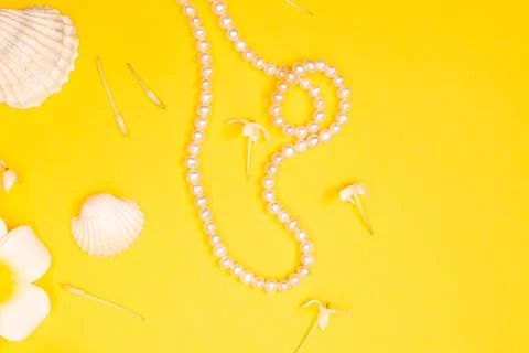 Flat lay summer background or composition Stockfoto's