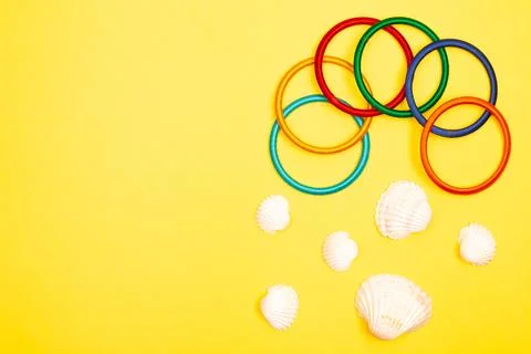 Flat lay summer background or composition Stock Photos
