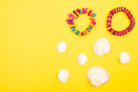 Flat lay summer background or composition Stock Photos