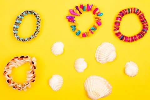 Flat lay summer background or composition Stock Photos