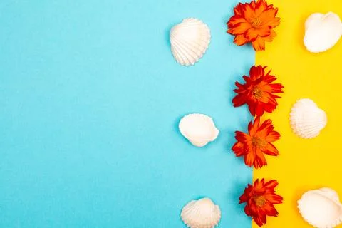 Flat lay summer background or composition Foto stock