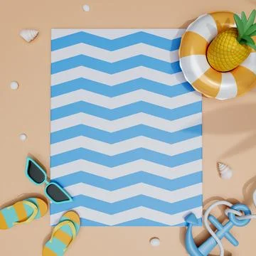 Flat lay summer vacation with beach accessories ready for summer vacation Stock Illustration