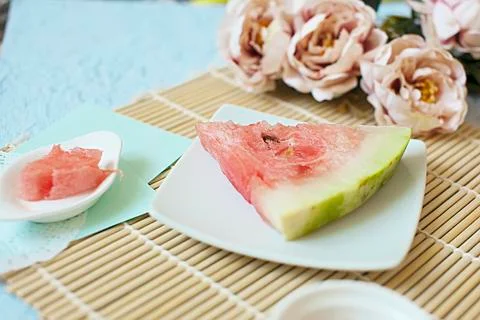 Flat lay, summer, work Stock Photos