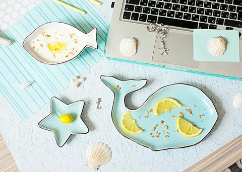 Flat lay, summer, work Stock Photos