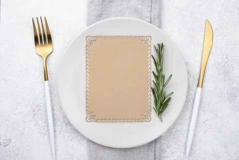 Flat lay table setting Stock-Fotos
