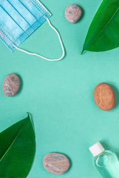 Flat lay on the theme of relaxation and spa during the coronavirus period. Stock Photos
