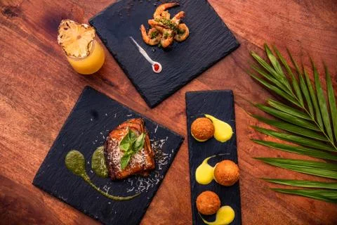 Flat Lay of Three Dishes Stock Photos