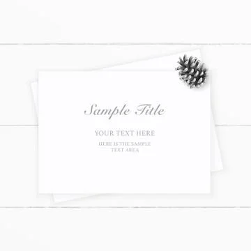 Flat lay top view elegant white Christmas composition paper pine cone on wood 스톡 일러스트