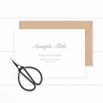 Flat lay top view elegant white composition paper kraft envelope and vintage  Stock Illustration