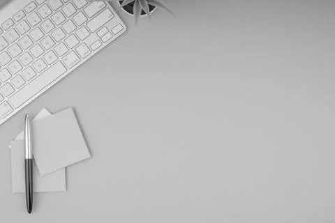 Flat lay, top view office table desk Stock Photos