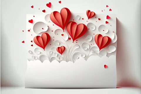 Flat lay Valentine's card, vector 2d, white background, Made by AI,Artifici.. Stock Illustration