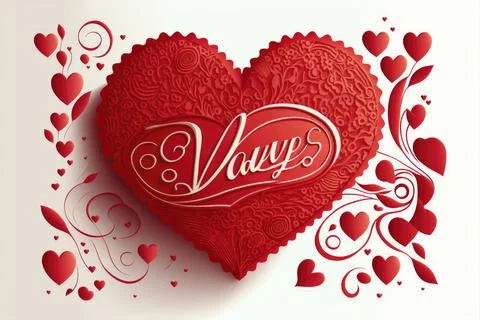 Flat lay Valentine's card, vector 2d, white background, Made by AI,Artifici.. Stock Illustration