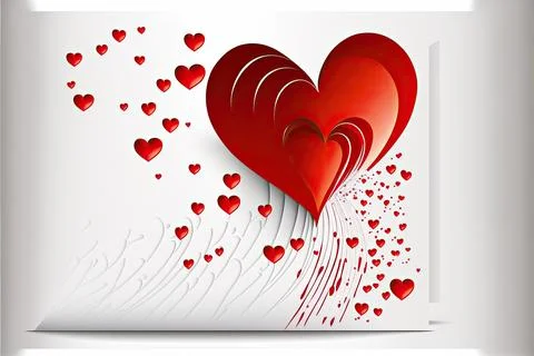 Flat lay Valentine's card, vector 2d, white background, Made by AI,Artifici.. Stock Illustration