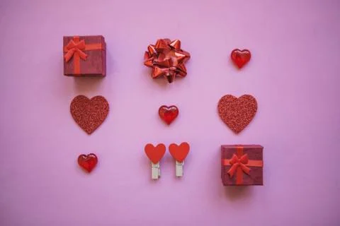 Flat lay various holiday objects Stock Photos