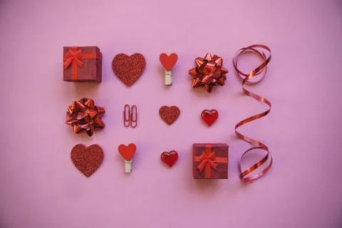 Flat lay various holiday objects Foto stock