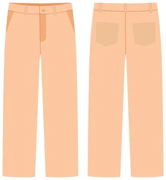 Flat Lay Vector Illustration of Peach Pastel Trousers Front and Back 库存插图