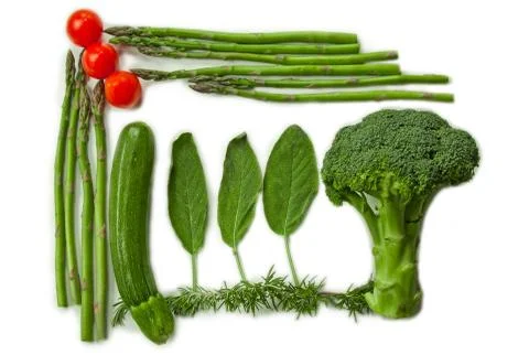 Flat lay of vegetables green Stock-Fotos