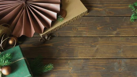 Flat lay view, creating a Christmas decoration Stock Footage 165400490