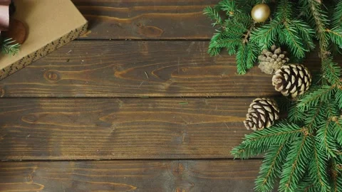 Flat lay view, creating a Christmas decoration Stock Footage 165400571