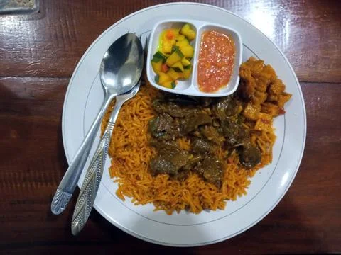 Flat lay view of Mutton Biryani  Stock Photos