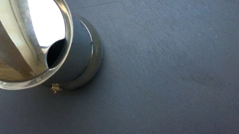 Flat lay view person preparing espresso coffee with a moka pot - 15 sec Stock Footage 127868593