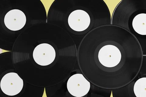 Flat lay vinyl record composition Stock Photos