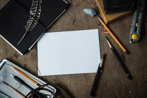 Flat lay with white sheet Stock Photos